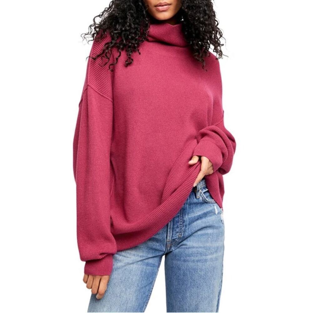 Free People Softly Structured Tunic Sweater Cotton Candy Pink Women's Size S